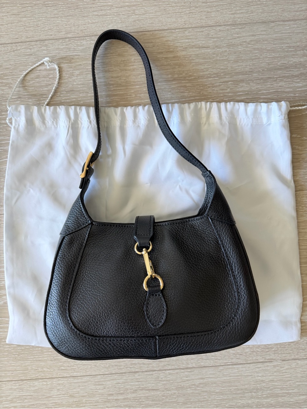 Italian Leather Shoulder Bag with Gold Hardware